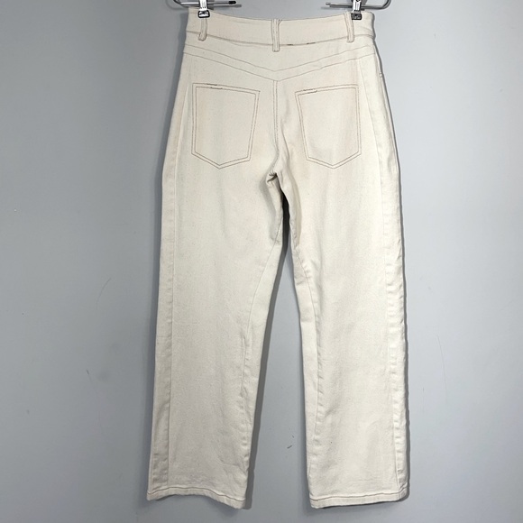 I.AM.GIA. Straight Leg Jeans Size S Off White Cream Ecru  Faux Back Pockets - Picture 9 of 16